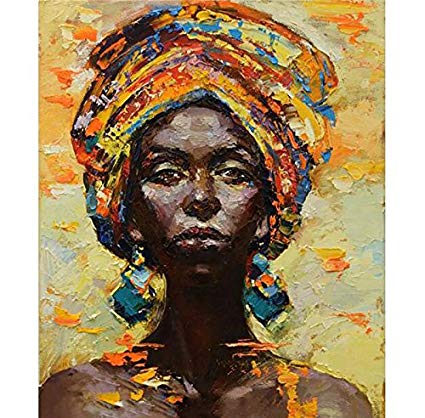 425x418 Handmade Modern Abstract African Woman Portrait Knife - Modern Woman Painting