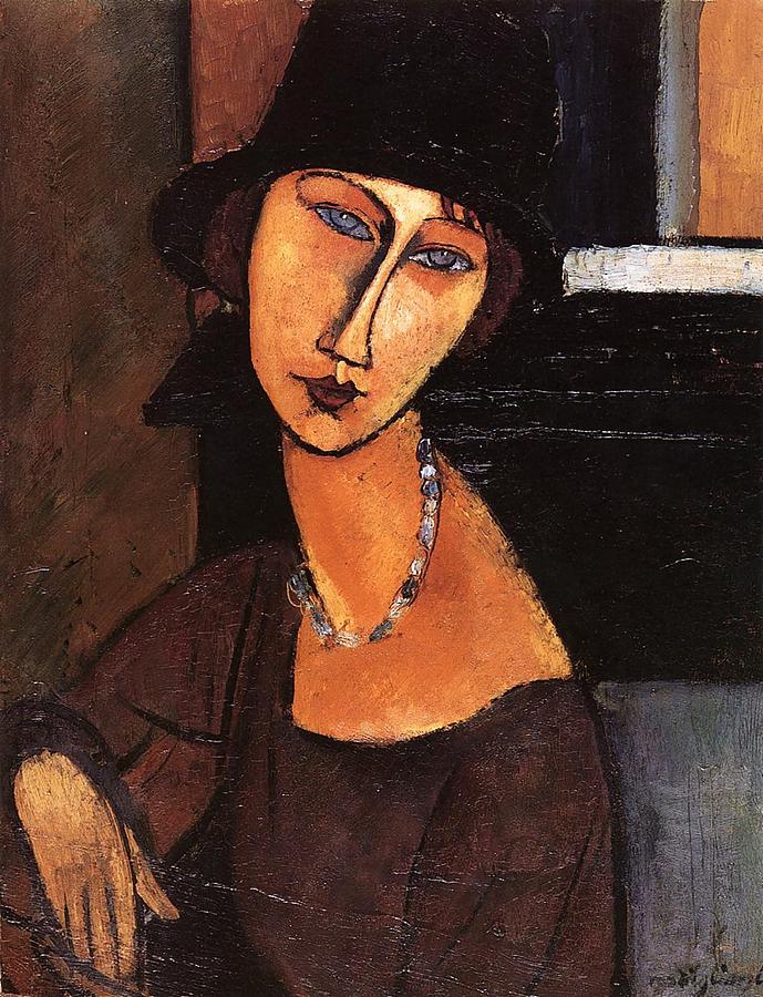689x900 Jeanne Hebuterne With Hat And Necklace Painting By Amedeo Modigliani - Modigliani Jeanne Painting