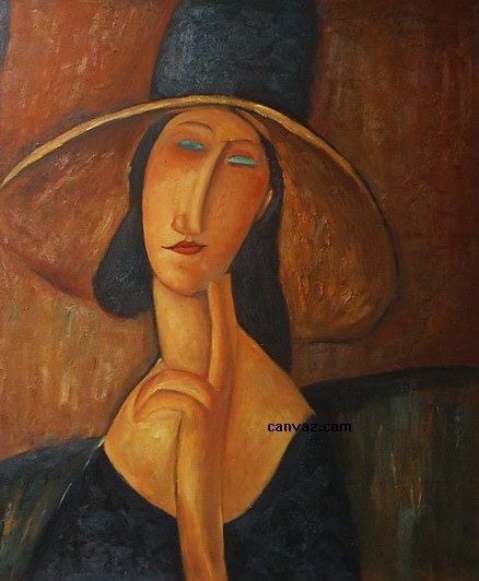 438x532 Jeanne Hebuterne In Large Hat Painting, A Amedeo Modigliani Paintings - Modigliani Jeanne Painting