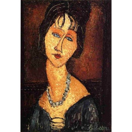 458x458 Jeanne Hebuterne With Necklace By Amedeo Modigliani Oil - Modigliani Jeanne Painting