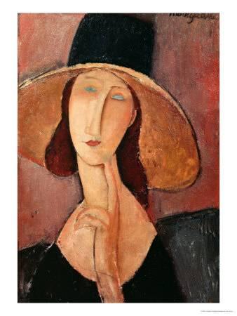 338x450 Portrait Of A Woman (Jeanne In Large Hat, C.1918 Giclee - Modigliani Jeanne Painting