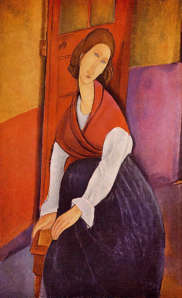 617x1010 Jeanne Hebuterne (Aka In Front Of A Door) 1919 Painting Amedeo - Modigliani Jeanne Painting
