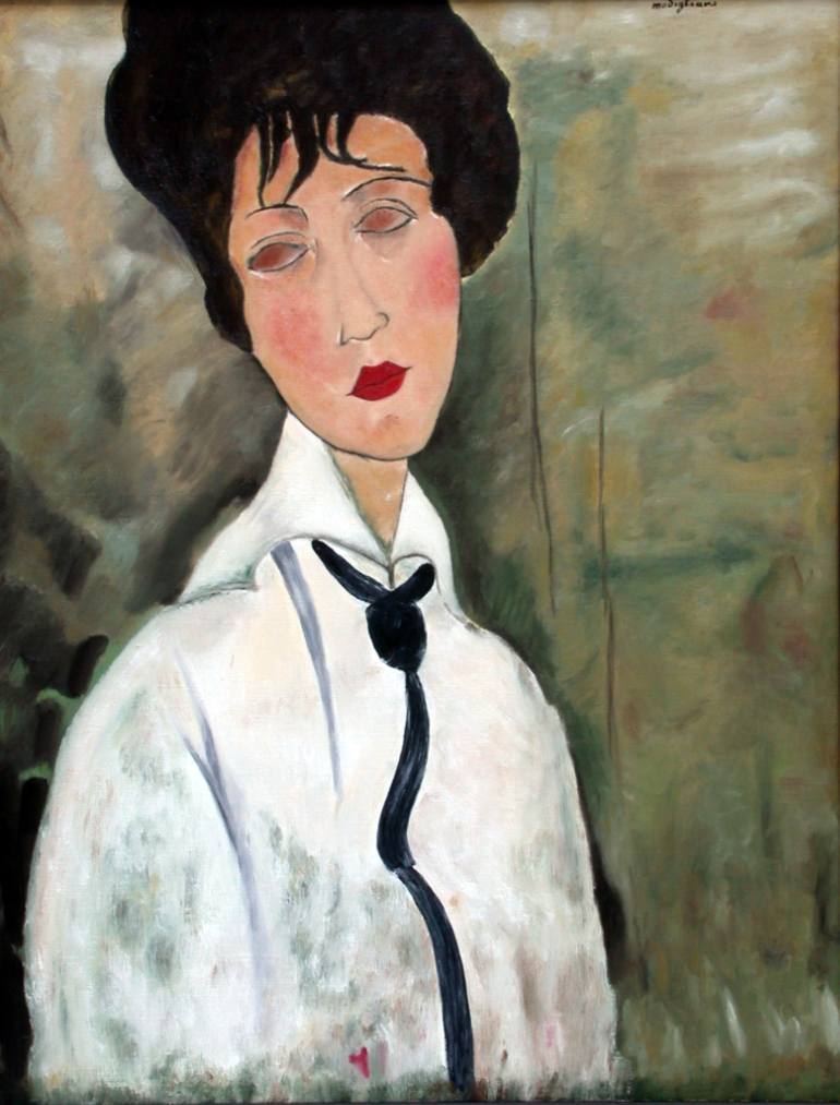 770x1013 Saatchi Art Woman With A Black Tie After Modigliani Painting By - Modigliani Painting