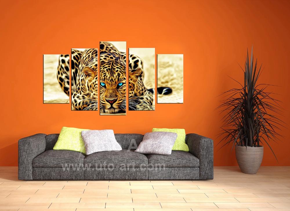 1000x728 Modern Unframed Modular Paintings On Canvas Art Panel Of Cheetah - Modular Painting