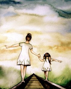 236x295 Mother And Daughter Art Print, Loving Mother Hugs, Hugging - Mom And Daughter Painting