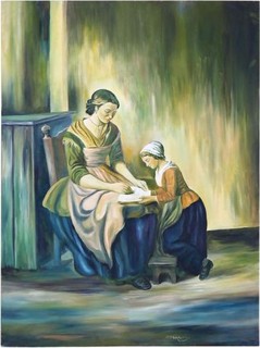 239x320 Granduae Canvas Multi Color Painting - Mom And Daughter Painting