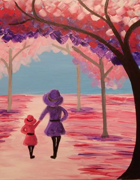 468x600 A Walk With Mom - Mom Painting
