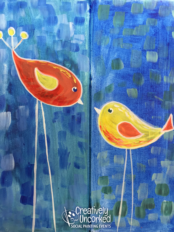 600x800 Mommy And Me Leggy Birds 92617 Fargo - Mommy And Me Painting
