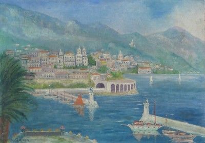 400x280 Vintage French Oil Painting, Monaco, Monte Carlo, French Riviera - Monaco Painting