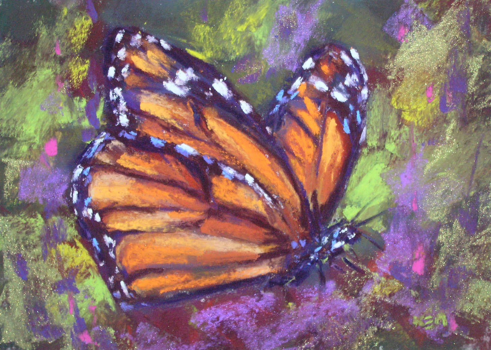 1600x1143 Painting My World Monarch Butterfly Original Pastel Painting - Monarch Butterfly Painting