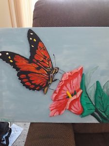 225x300 Relief Sculpture Painting Of Monarch Butterfly Ebay - Monarch Butterfly Painting