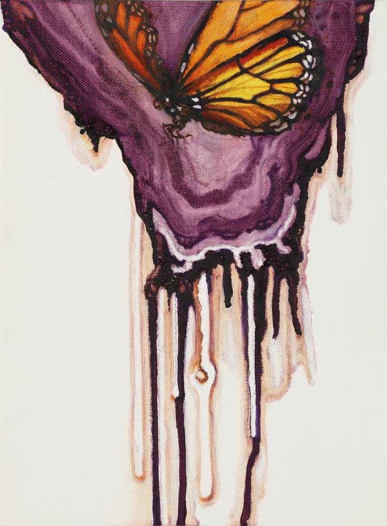 770x1045 Saatchi Art Purple Aura, Monarch Butterfly Painting By Mel Sarbey - Monarch Butterfly Painting