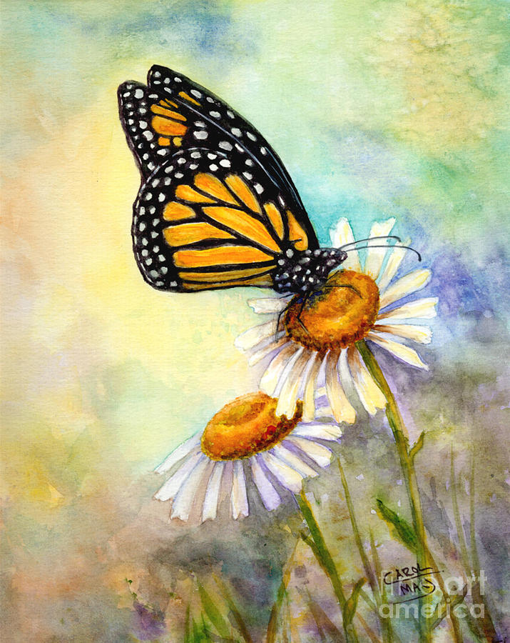 715x900 Monarch On Daisies Painting By Art By Carol May - Monarch Painting
