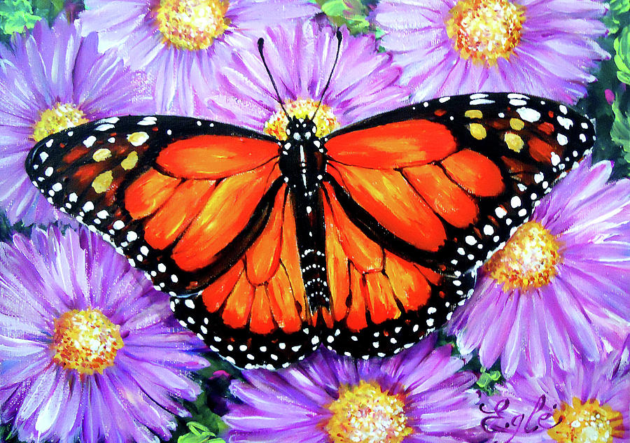 900x633 Monarch Butterfly Painting By Angel Egle Wierenga - Monarch Painting