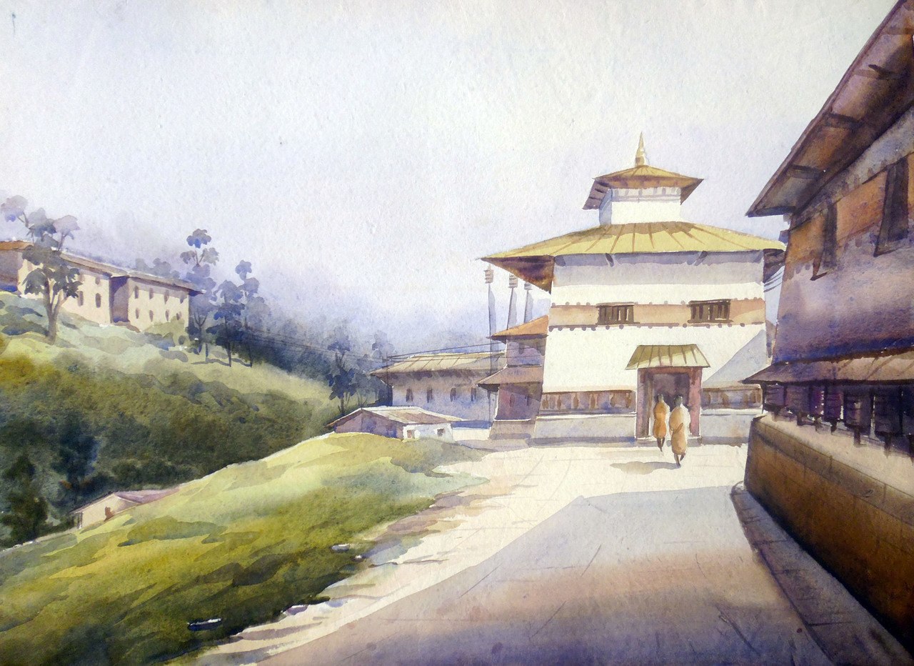 1280x932 Buy Monastery In Himalaya Handmade Painting By Samiran Sarkar - Monastery Painting