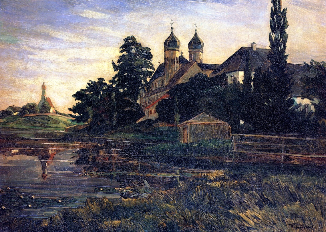 1140x812 Seeon Monastery With Boat House Painting Wilhelm Trubner Oil - Monastery Painting