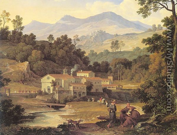 600x458 The Monastery Of St. Francis In Sabine Hills, Rome By Joseph Anton - Monastery Painting