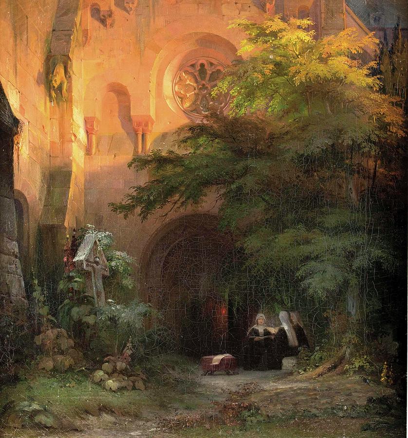 838x900 Evening Prayer In The Monastery Painting By Albert Emil - Monastery Painting