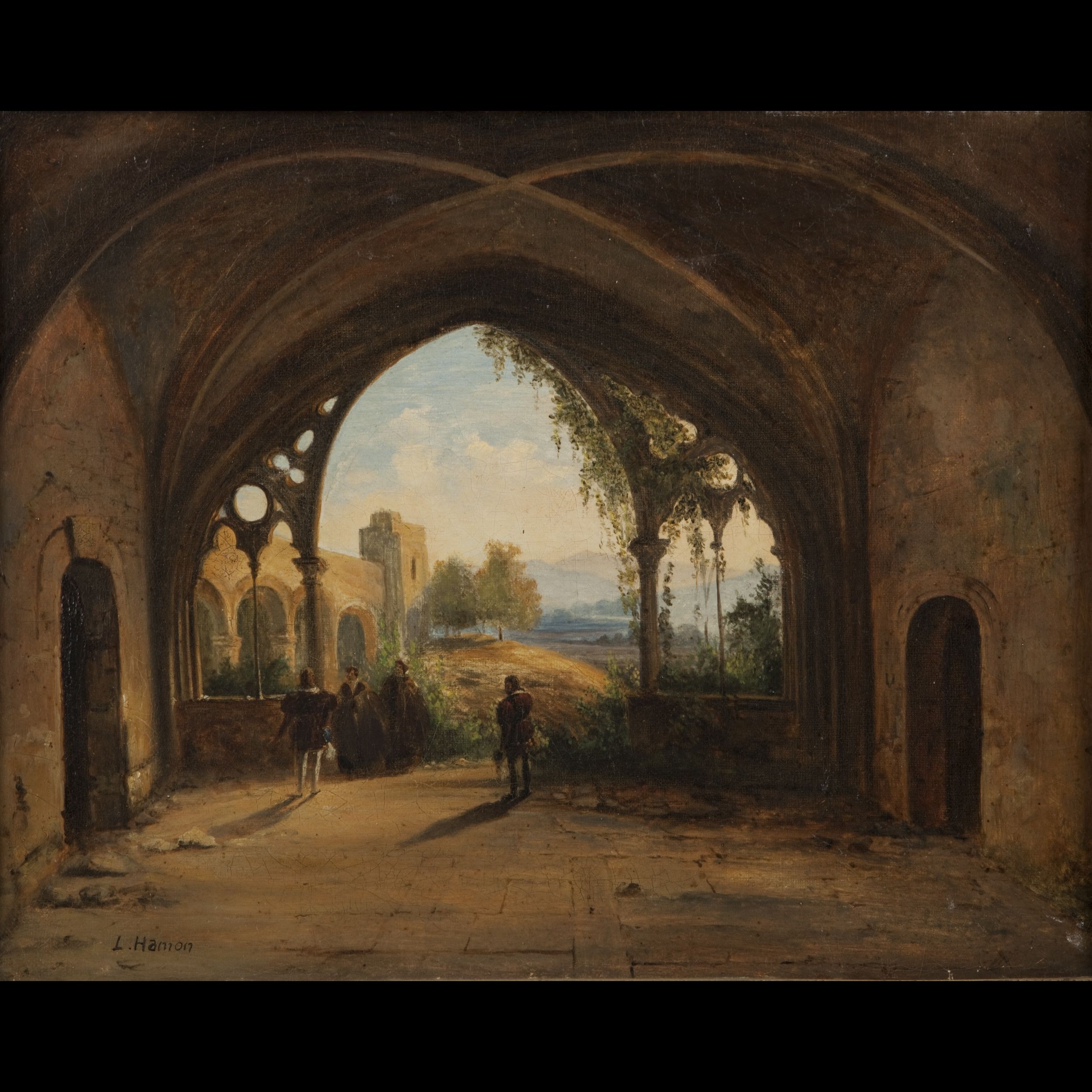 2500x2500 French School Circa 1830. Conversation In Monastery, Painting - Monastery Painting