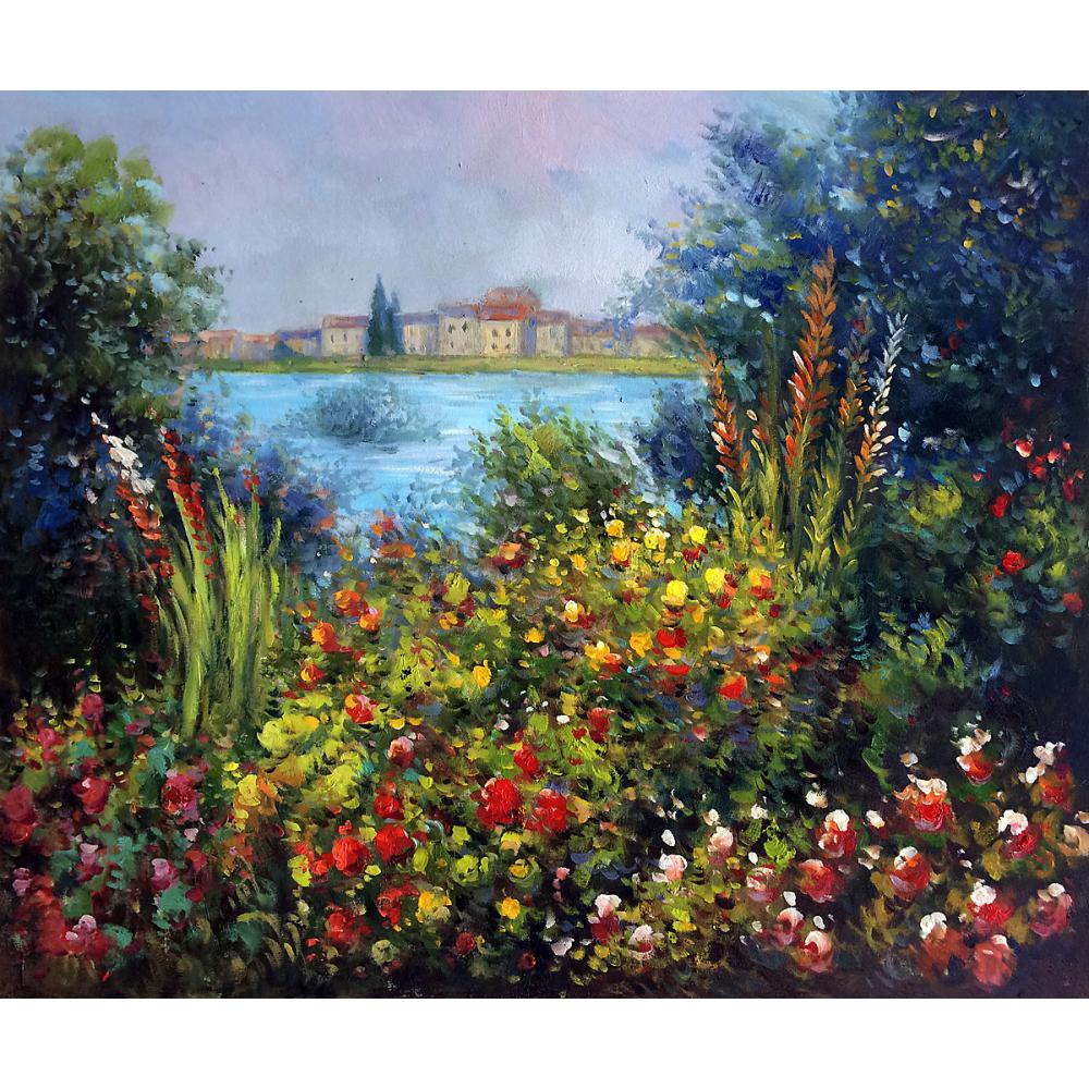 1000x1000 Hand Painted Landscape Claude Monet Oil Pictures Canvas Large Wall - Monet Flower Painting