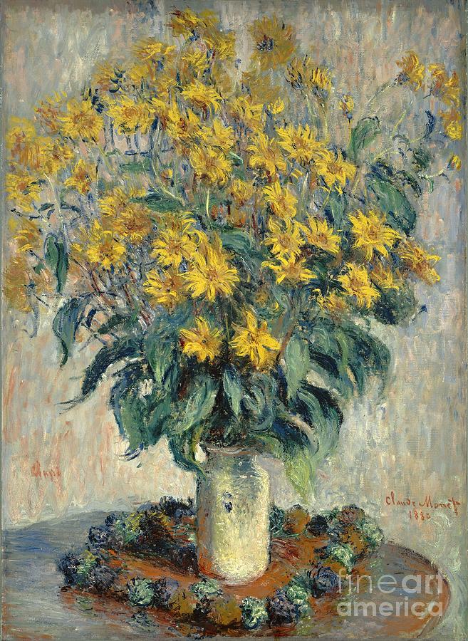 657x900 Jerusalem Artichoke Flowers Painting By Claude Monet - Monet Flower Painting