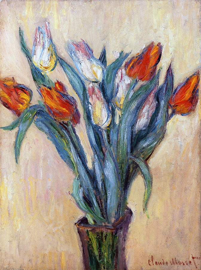 672x900 Tulips Painting By Claude Monet - Monet Flower Painting