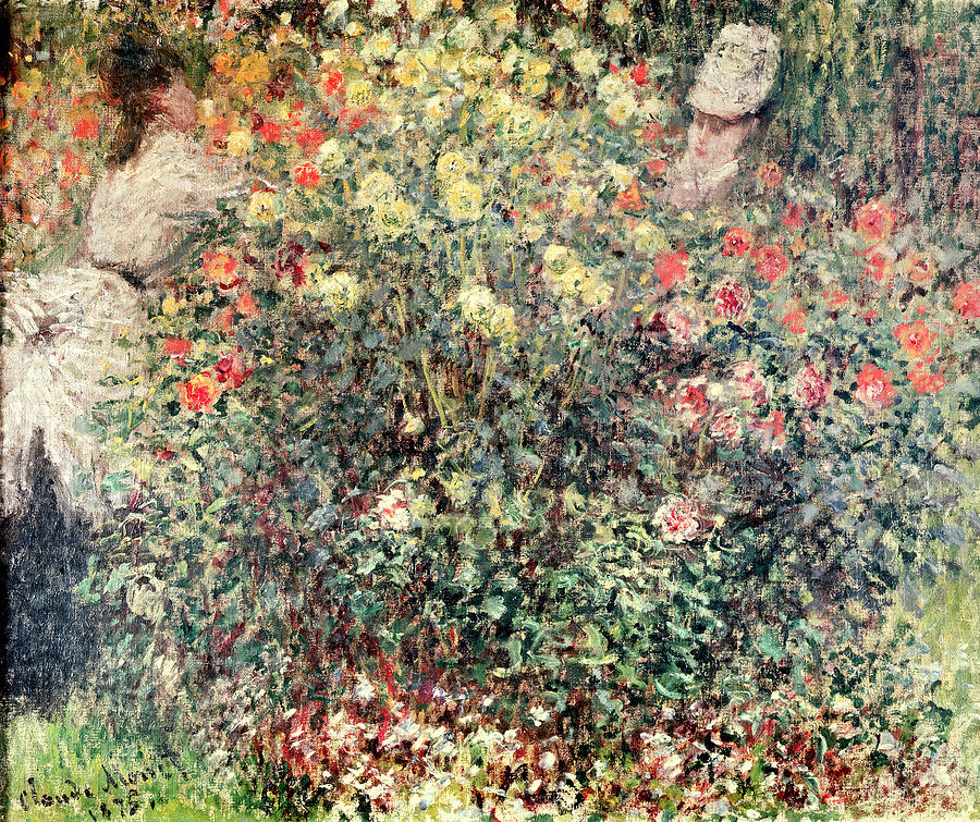 900x755 Women In The Flowers Painting By Claude Monet - Monet Flower Painting