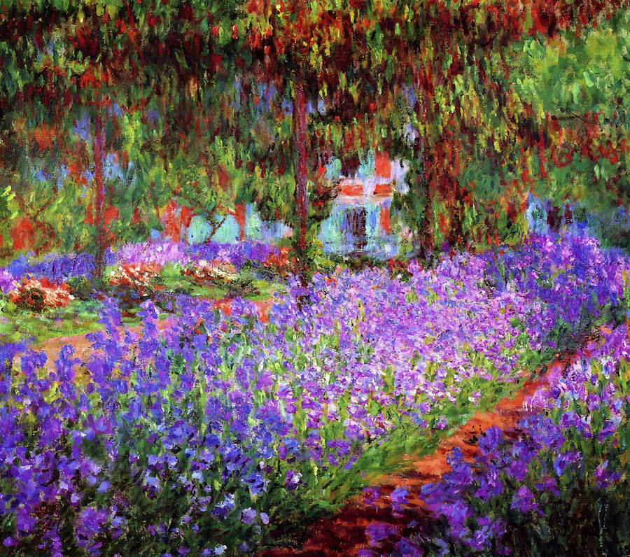 900x796 Irises In Monet's Garden At Giverny Painting By Claude Monet - Monet Garden At Giverny Painting
