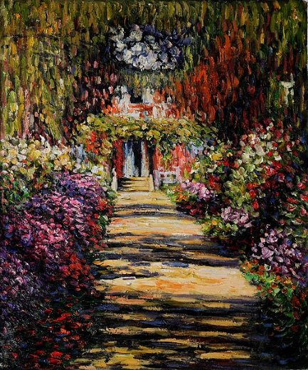 433x520 Claude Monet Garden Path - Monet Garden At Giverny Painting