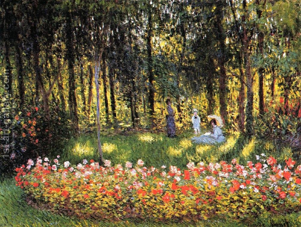 1000x756 The Artists Family In The Garden Claude Oscar Monet Reproduction - Monet Garden Painting