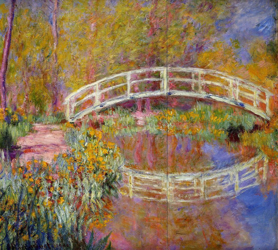 1054x951 The Bridge In Monet's Garden - Monet Garden Painting