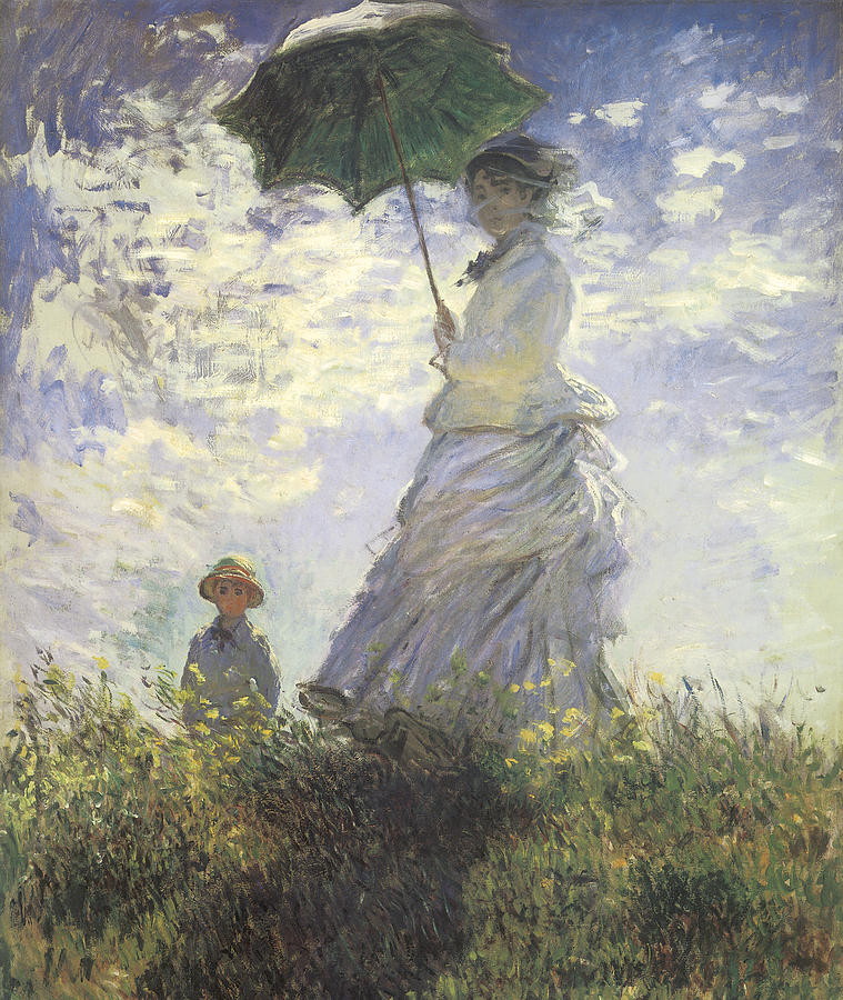 759x900 Woman With A Parasol Painting By Claude Monet - Monet Girl With Umbrella Painting