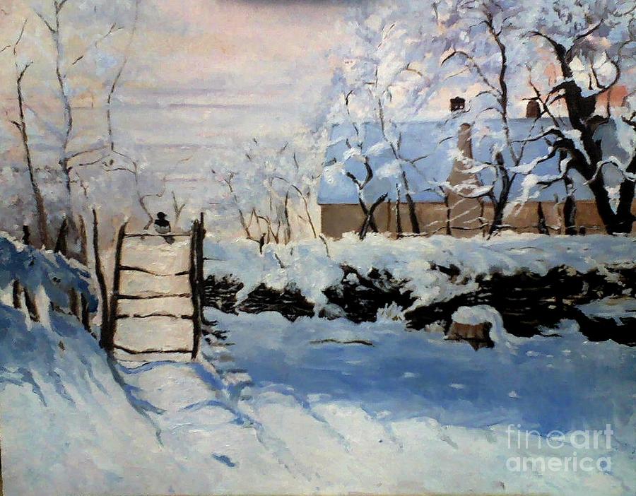 900x702 Reproduction Of The Magpie By Claude Monet Painting By Andreia Medlin - Monet Magpie Painting