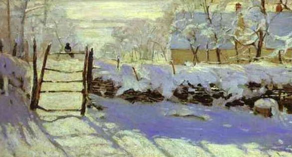 585x314 Monet Winter Scenes The Beautiful European Magpie Artes Fines - Monet Magpie Painting