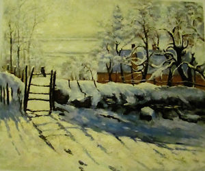 300x250 Genuine Oil Painting On Canvas Monet A Magpie Repro 24 X 20 Ebay - Monet Magpie Painting