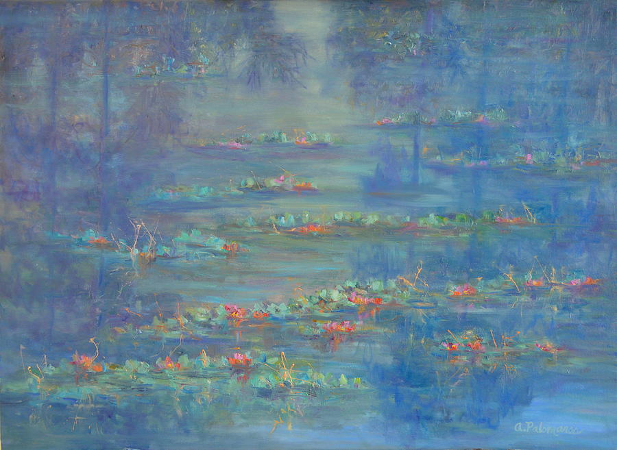 900x657 Monet Style Water Lily Pond Landscape Painting Painting By Amber - Monet Painting Style
