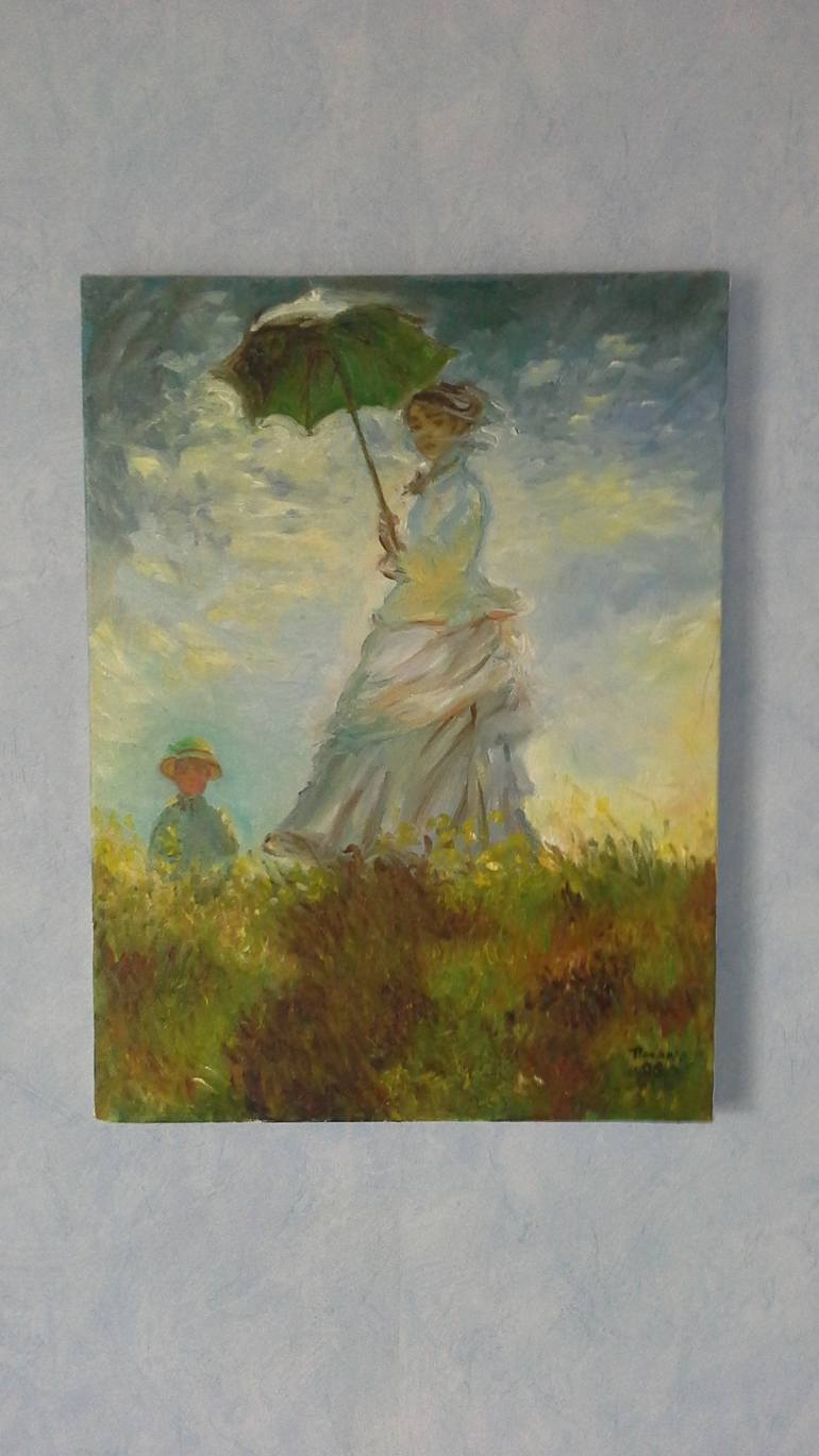 770x1369 Saatchi Art Study Of Claude Monet. (Woman With A Parasol, 1875 - Monet Painting Woman With Parasol