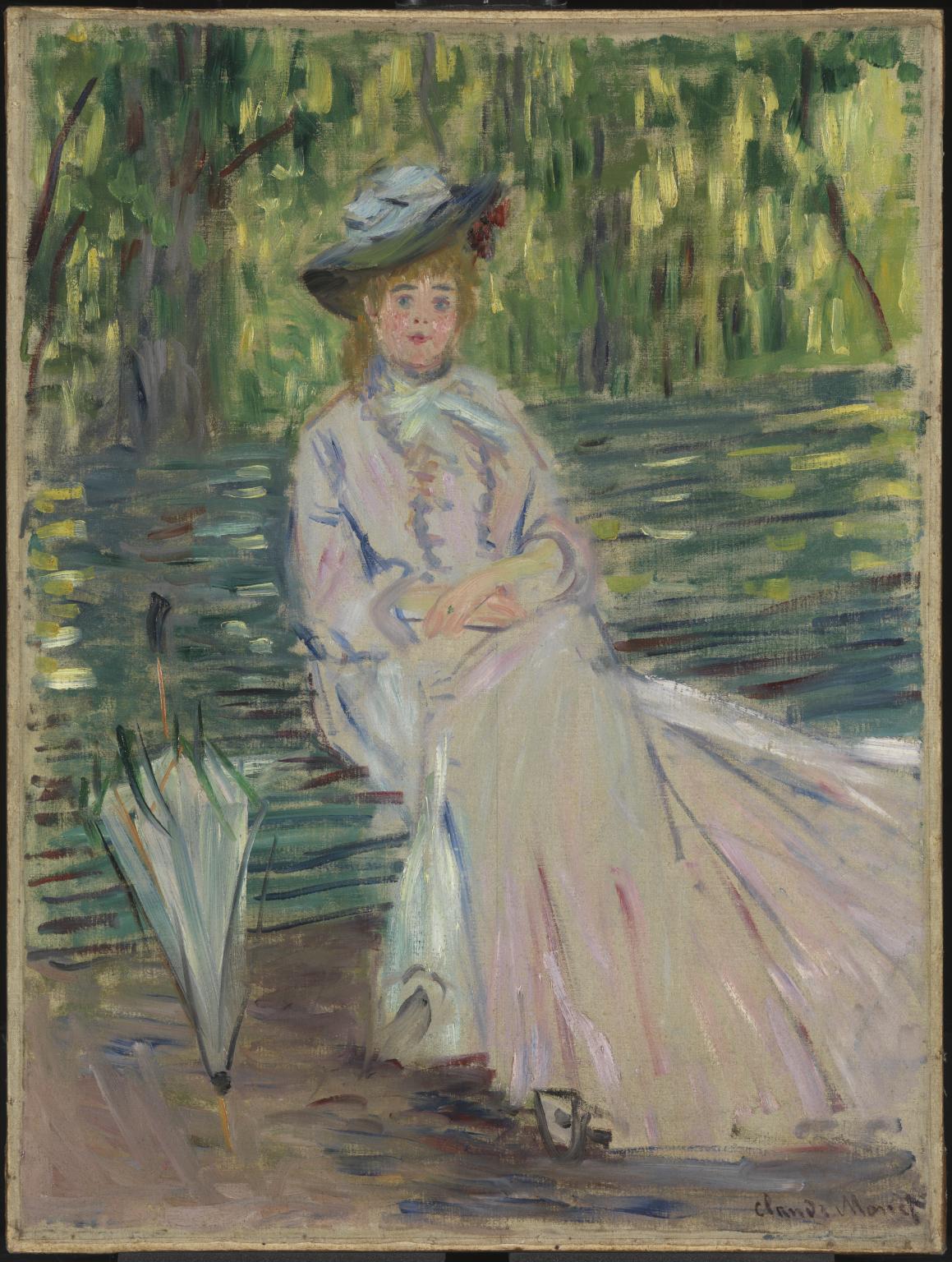 1159x1536 Woman Seated On A Bench', Claude Monet, C.1874 Tate - Monet Painting Woman With Parasol