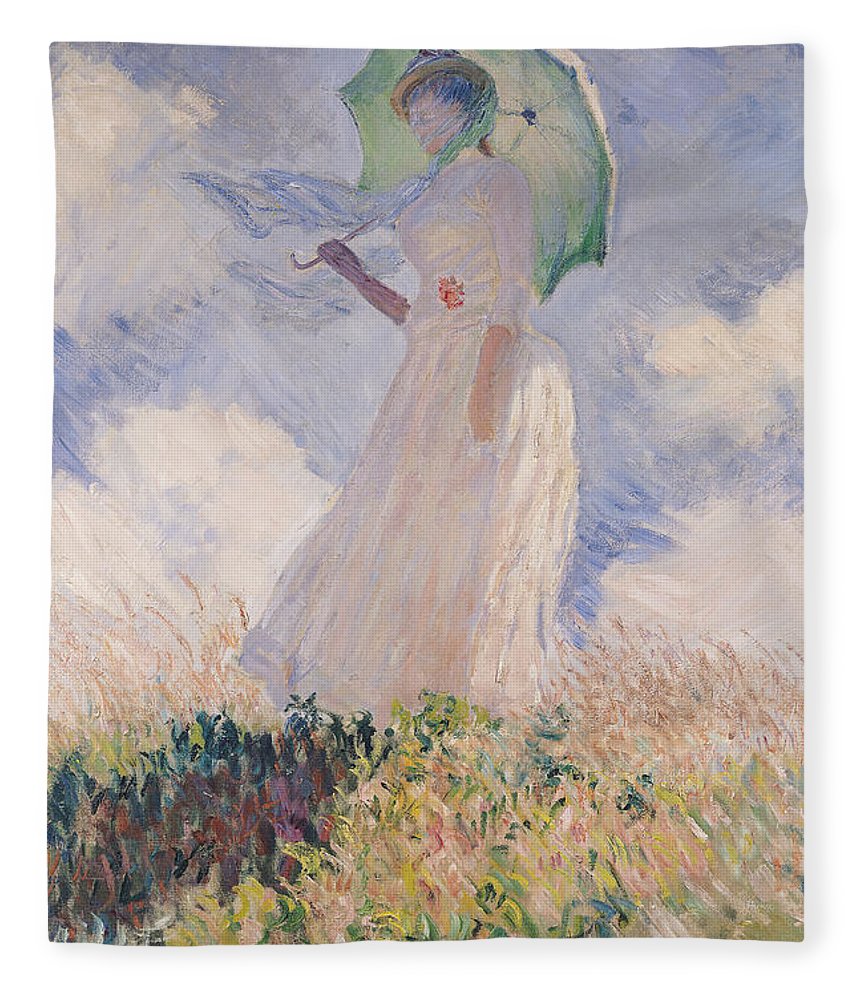 860x1000 Woman With Parasol Turned To The Left Fleece Blanket For Sale By - Monet Painting Woman With Parasol