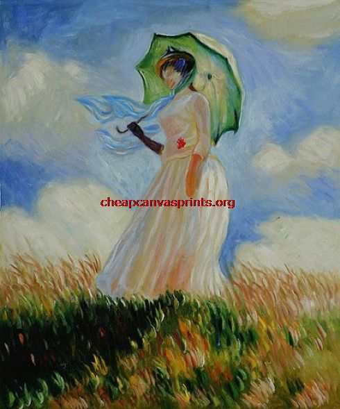 490x589 Claude Monet Woman With A Parasol Facing Left 46612 Prints - Monet Painting Woman With Parasol