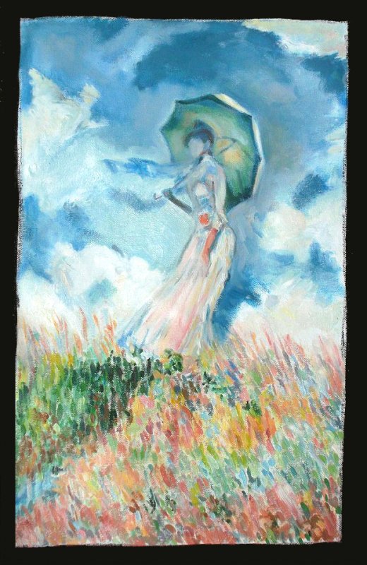 520x800 Contemporary, Reproduction, Monet, Lady, Woman, Parasol, Summer - Monet Painting Woman With Parasol