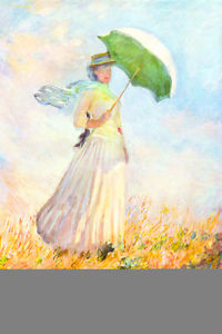 200x300 Claude Monet Woman With Parasol Facing Right 1886 Oil Painting - Monet Painting Woman With Parasol
