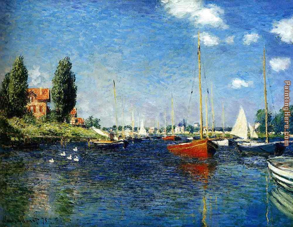 980x760 Claude Monet The Red Boats Argenteuil Painting Anysize 50% Off - Monet Sailboat Painting