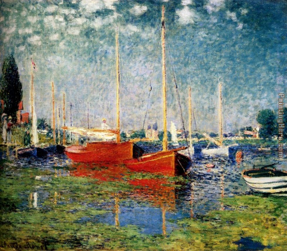 980x858 Claude Monet The Red Boats Painting Anysize 50% Off - Monet Sailboat Painting