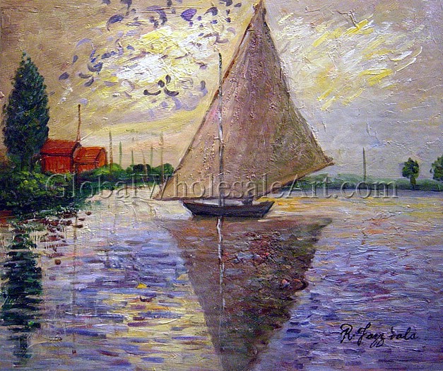 627x525 Claude Monet - Monet Sailboat Painting