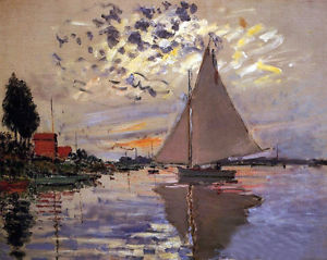 300x239 Claude Monet Sailboat On The Coast Impressionist Painting Real - Monet Ship Painting