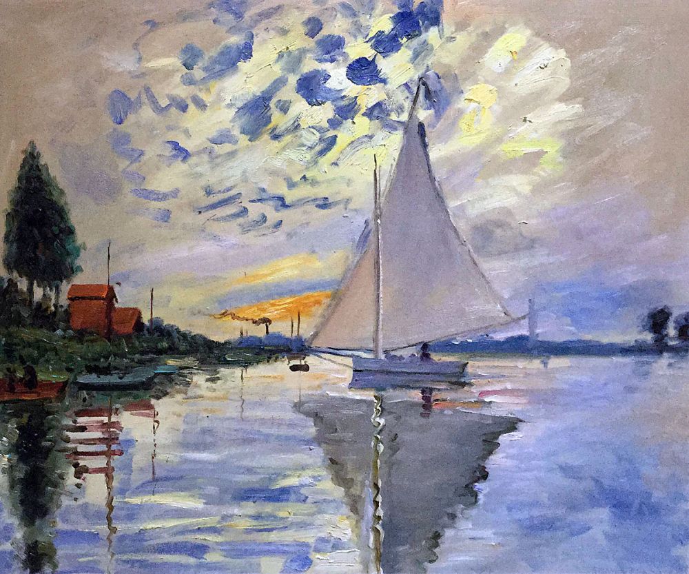 1000x833 Famous Claude Monet Painting Sailboat - Monet Ship Painting