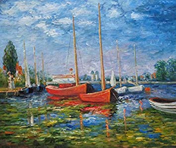 355x300 Oil Painting 20x24 Red Boats - Monet Ship Painting
