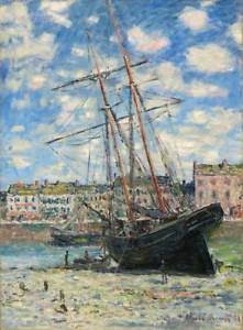 221x300 Handmade Oil Painting Repro Claude Monet Boat - Monet Ship Painting