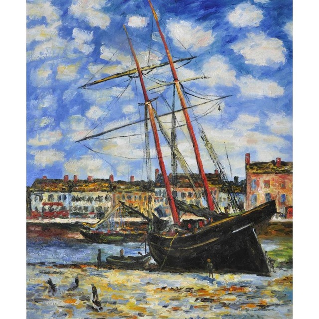 640x640 Large Size Claude Monet Wall Landscape Oil Painting On Canvas Boat - Monet Ship Painting